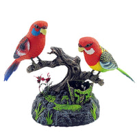 513 Sound-Activated Twin Budgerigar Toy with Recording and Fake Tree