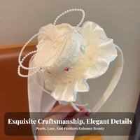 Birthday Cake Headband Bead Embellished Princess Crown Headband Light up Birthday Crown Mesh Overlay Accent for Parties