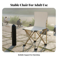 Foldable Outdoor Sketching Chair Includes Carry Bag Portable Artist Stool Sturdy Frame Folding Chair with Backrest Heavy Duty for Art Students, Travelers, Parks, Picnic, Garden, Hiking