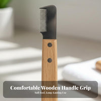 2 Pieces Gentle Trimming Wooden Handle Grooming Stainless Steel Blade Undercoat Stripping Professional Grade for Deshedding