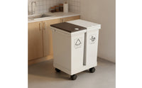 Freestanding Sorting Trash Can with Lid Rectangular Wheeled Garbage Can Compact Garbage Bin with Wheels Sturdy for Kitchen