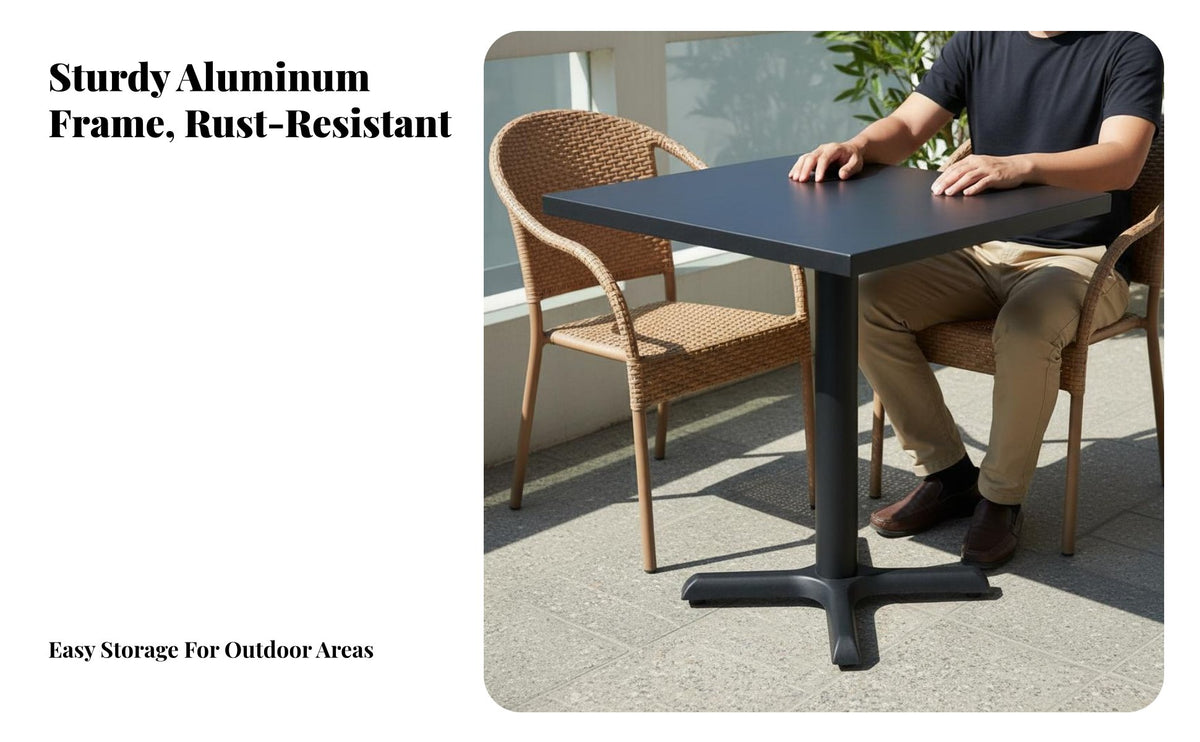 Outdoor Cafe Table and Chair Set Weather Resistant Outdoor Table and Chairs Set Anti-Rust Aluminum Frame Breathable Mesh Chair for Couples, Garden