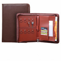 Rounded Corners Zippered Document Folder Leather-Like Finish Hard-Sided Document Organizer Structured Zippered File Case Multi-Pocket for Office