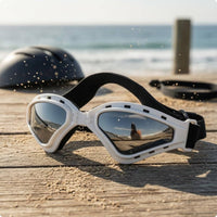 Tinted Lenses Triangular Dog Goggles Curved-Front Shape Dog Goggles Ventilated Frame Pet Gear Adjustable Strap for Outdoor