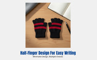 Winter Warm Half Finger Gloves, Knitted, Fleece Lined, Unisex, Korean Style, Outdoor, Writing, Cycling, Driving