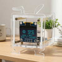 Temperature and Humidity Display WiSoC Weather Clock Kit Automatic Time Sync WiFi Digital Weather Clock OLED Screen Electronic Gadget Miniature Design for Desktop