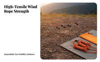 Windproof Tent Stake Set Rust-Proof Tent Stake and Guy Line Kit Resistant Camping Accessory Heavy Duty for Campers, Backpackers, Gardeners, Outdoors, Campsite, Mountains, Grassland