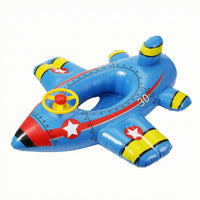Cartoon-Printed Airplane Pool Inflatable Safe Airplane Inflatable with Seat Comfortable Swim Ring Long-Lasting for Toddlers, Kids, Children, Beach