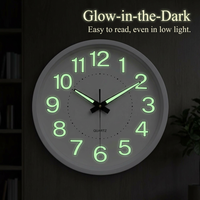 Luminous Wall Clock, Silent Non Ticking, Battery Operated Night Light, Easy to Read in Dark Modern Decor, 12 Inch Round Clock
