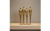Minimalist Design Four Person Metal Statue Long-Lasting Metal Figure Statue Textured Finish Modern Abstract Sculpture for Hotel Lobby, Sample Room, Entryway