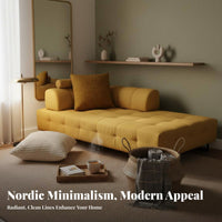 Nordic Design Backless Tufted Bench Minimalist Design Chaise Lounge Multi-Functional Home Furnishing Velvet Upholstery for Apartment Dwellers, Homeowners, Adults, Small Areas, Bedroom, Living Room, Entryway