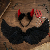 Feathered Wings with Headband and Three-Pronged Spear Layered Three-Pronged Spear Comfortable Costume Set Easy to Wear for Stage Performances