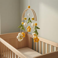 Felt Flower Mobile Textile Flower Mobile Floral Leaf for Nursery, Stroller
