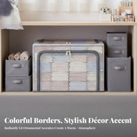 Framed Textile Storage Box Stackable Closet Organizer Reinforced Handles