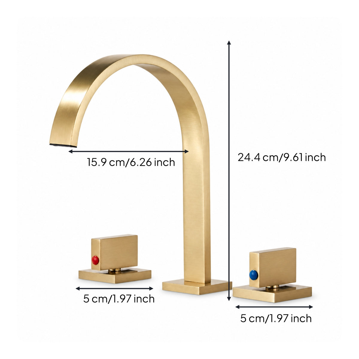 Waterfall Faucet with Square Handles Matte Black Mixer Tap Minimalist for Vanity
