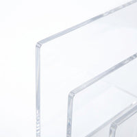 Clear Acrylic File Organizer Desk Storage, Stackable Layered Desktop Perfume Holder and Stand with Shelves