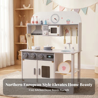 Freestanding Pretend Kitchen Set Children's Kitchen Playset Open Shelving for Children