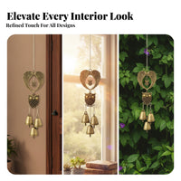 Antique Brass Finish Owl Wind Chime Hanging Bells Owl Bell Ornament Indoor Outdoor Home Decor Soft Relaxing Sound