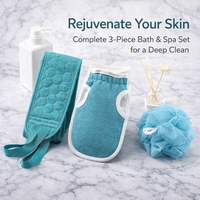3Pcs Exfoliating Back Scrubber Towel with Handles for Adults, Washable Bath Glove and Mitt Set, Three Piece for and Showering