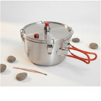 Multi-Functional Stainless Steel Micro Pressure Cooker Space-Saving Design High-Altitude Pressure Cooker Lightweight Camping Cooking Pot Long-Lasting for Campers, Hikers, Travel