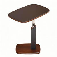 Pneumatic Lift Adjustable Side Table Concealed Wheels Mobile Side Table Saddle Leather