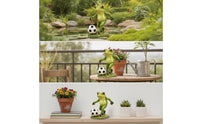 Outdoor Frog Statue with Soccer Ball Resin Frog Statue Cute Decor Whimsical for Gardeners, Garden, Patio, Yard