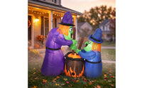 Outdoor Inflatable Witches with Pot Lighted Inflatable Witch and Pot Tall Inflatable Witches Oversized for Porch