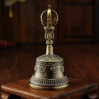 Tibetan Bell with Vajra Antique-Styled Bell with Vajra Handle Traditional for Practitioners, Collectors