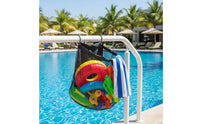 Fence Hanging Pool Organizer Heavy Duty Poolside Hanging Mesh Bag Foldable for Yard