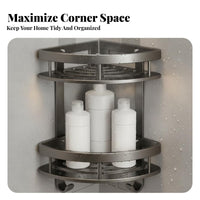 No-Drill Installation Bathroom Corner Shelf Rust-Proof Corner Shower Organizer Rustproof for Homeowners, Families, Restroom, Bathtub