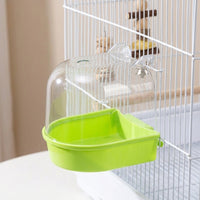Bird Bath with Cover for Small Birds, Corner Parrot and Cockatiel Bath, Screw-On Budgie Bath for Cage, Canary Budgies Pet Bird