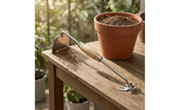 Stainless Steel 2-in-1 Garden Hoe and Cultivator Wood-Grain Handle Garden Hoe Rake Handheld Hand Cultivator Rake