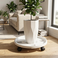 Flower Pot Stand with Plant Pot Tray and Base, Heavy Duty PP Material Pot Stand with Swivel Caster Wheels, Modern Indoor Large Plant Mover Tray