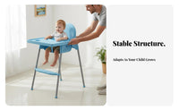 Easy to Clean Baby High Chair Lightweight Portable High Chair with Tray Compact Fold Infant Feeding Seat Stable Anti-Tip Design for Toddlers, Parents, Grandparents, Home, Kitchen, Restaurant, Restaurants