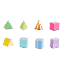 8 Pieces Transparent Geometric Solids Visual Demonstration Tool Transparent Geometry Models Foldable 3D Shapes Kit for Primary School Students