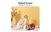 Keeps Drinks Hot or Cold Floral Print Vacuum Flask With Carrying Loop Insulated Water Bottle Leak-Proof for Women, Adults, Daily Use, School