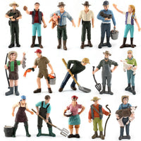 16 Pieces Farm People Model Set Colored Scene Mini People Detailed Miniature Realistic Farm Figures