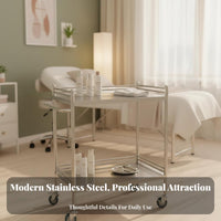 Heavy Duty Medical Instrument Trolley Easy to Clean Hospital Treatment Cart Anti-Rust Stainless Steel Rolling Cart Locking Casters for Medical Center Personnel Artists, Workshop Technicians, Operating Room, Oral Away Ice, Laboratory, Restaurant