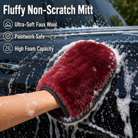 Faux Wool Car Wash Mitt Double Sided for Auto Detailing Scratch Safe Cleaning