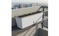 Water Inlet Narrow Balcony Planter Two-in-One-Use Design Self-Watering Planter Long-Lasting Plastic Herb Garden Box Weather Resistant for Beginners, Windowsill, Kitchen