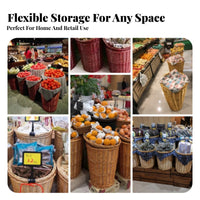 Large Capacity Supermarket Produce Hamper Long-Lasting Display Basket Multipurpose Woven Bin Retro Appearance for Grocery Storage Managers, Farmers Market Vendors, Homeowners, Fruit Shop, Kitchen, Living Room, Party