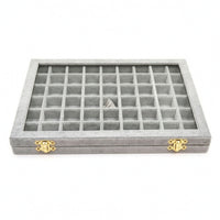 Jewelry Box with Glass Lid Segmented Display Tray Transparent for Vanity