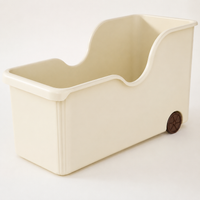 Cream Cabinet Storage Bin with Wheels, Modern Minimalist Kitchen Utensil Organiser, Space Saving Cupboard Storage Bin