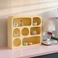 Cubby Shelf with Rounded Frame Compact Wall-Mounted Display Shelf Sturdy Multi-Compartment Display Unit for Cafe, Entryway