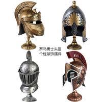 复古欧式罗马武士头盔装饰摆件金属手工创意勇士盔甲铁艺模型道具