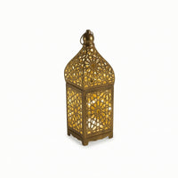 Tabletop Lantern with LED Light Warm Glow Metal Lantern Vintage Decor Decorative for Festive Displays