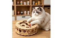 Wooden Cat Toy Indoor Foraging Maze Space-Saving for Living Room, Cats, Kittens