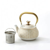 Teapot with Stainless Steel Infuser Patterned Teapot with Infuser Removable Tea Maker for Hosts