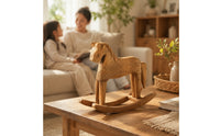 Wooden Rocking Horse Hand-Carved Rocking Horse Figurine Farmhouse for Shelf