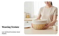 Woven Basket with Lid Handwoven Lidded Wicker Basket Easy to Clean for Kitchen